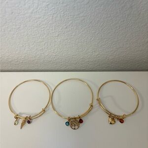 Three Bangle Bracelets In Gold Tone With Custom Charms(Selling as a Set)